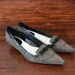 Enzo Angiolini Ealeota Black Tweed Kitten Heel 7M